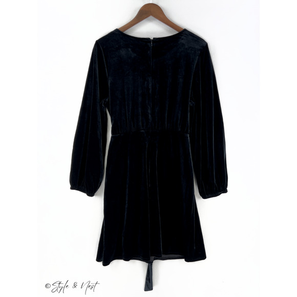 Adyson Parker Crushed Velvet Babydoll Dress Black Boho Whimsigoth Large NWT - Picture 4 of 5
